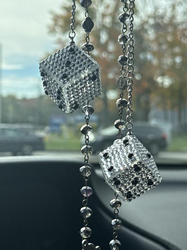 CarLashes Crystal Dice Rear View Mirror Pendant
