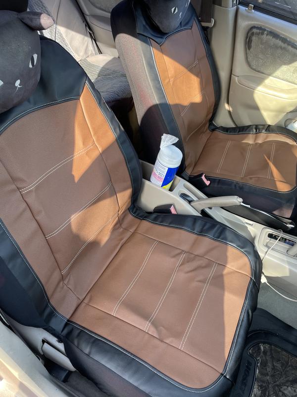 ProElite Black and Brown Low Back Faux Leather Seat Cover Set 2 Piece
