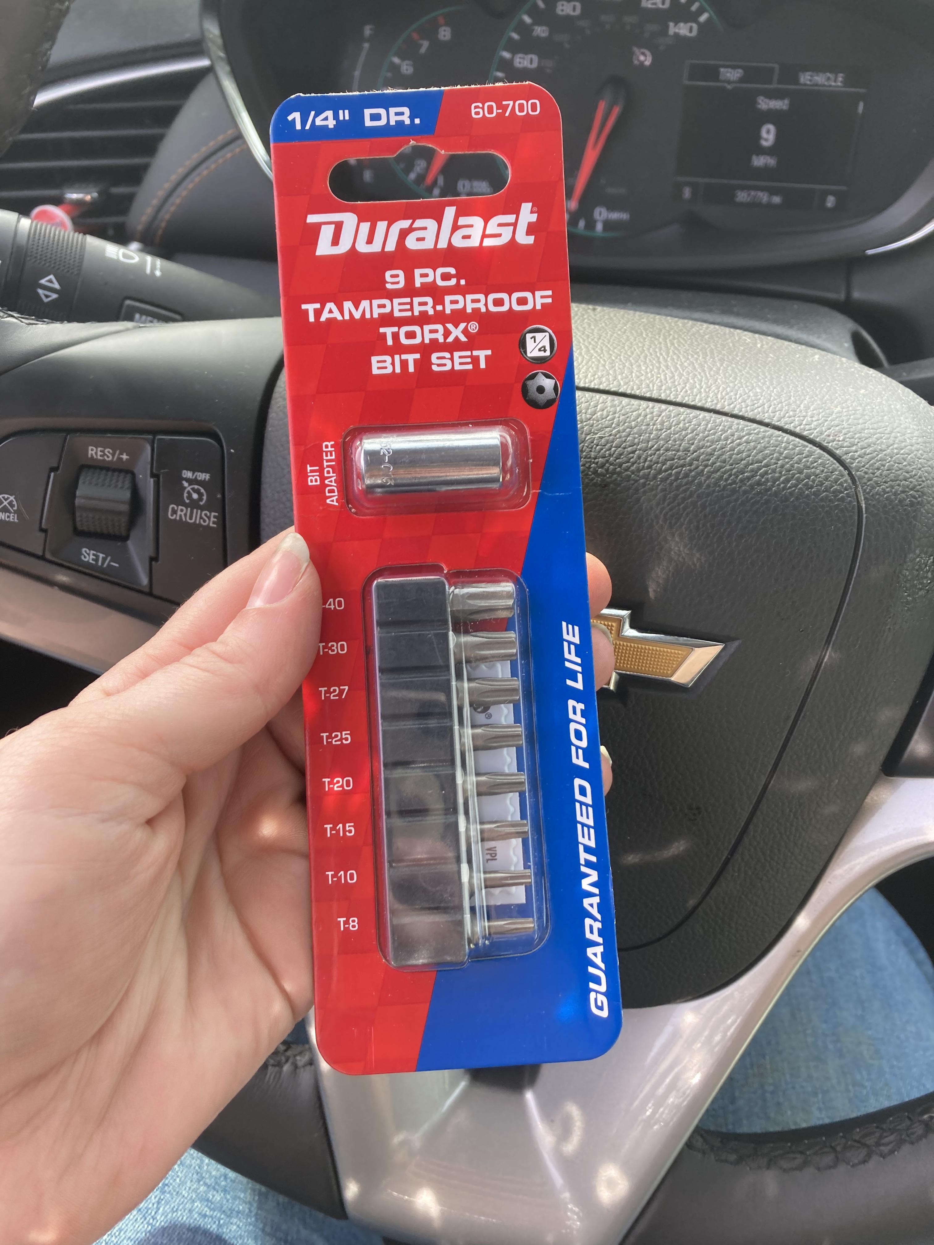 Duralast 1/4 Drive Tamper Proof Star Bit Set 9 Piece