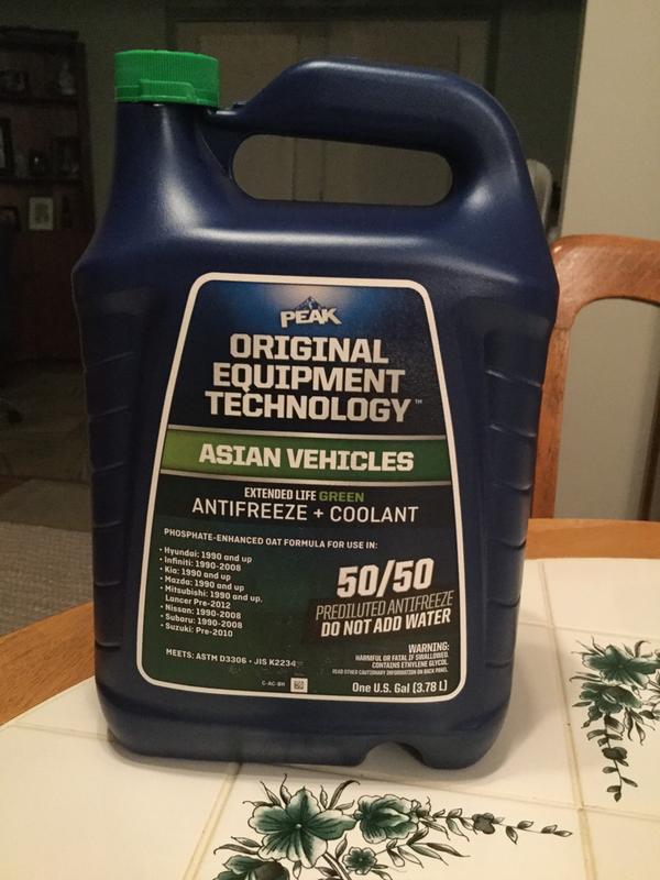PEAK Original Equipment Technology Asian Vehicles Green Antifreeze and