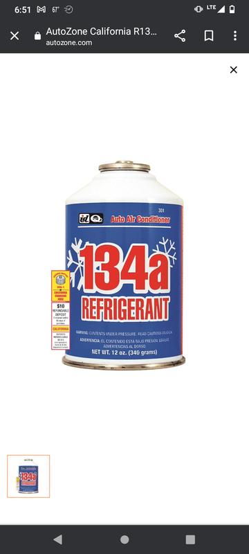 AutoZone California R134a Refrigerant 12oz