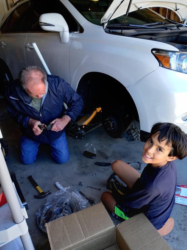 grandpa and grandson doing grandma's brakes