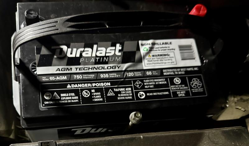 Here's my new battery inside my SUV