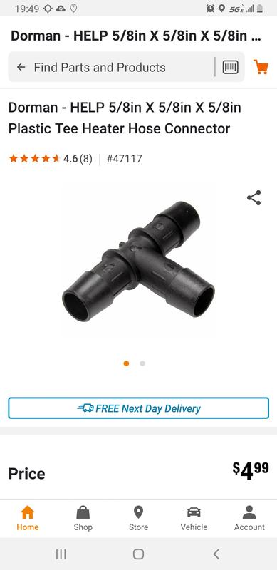 17レンジャー Y Connector Dorman 47117 Heater Hose Tee Connector - 5/8