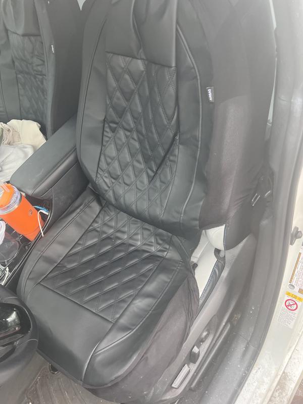 ProElite Black Low Back Faux Leather Quilted Seat Cover Set 2 Piece