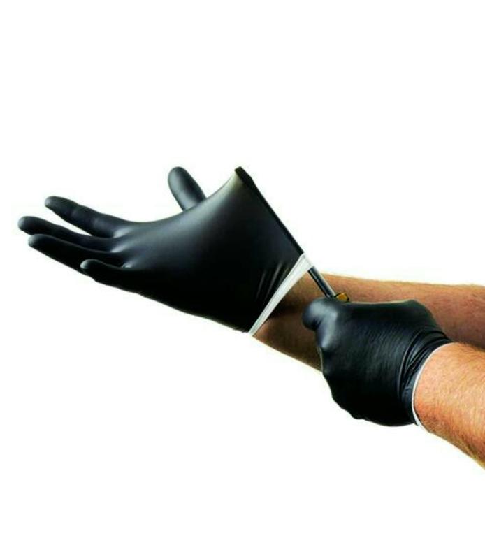 Venom Steel Black Nitrile Industrial Disposable Gloves, 2 Layer Rip