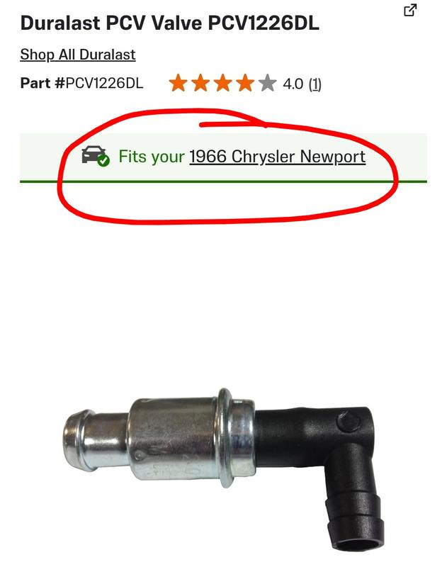 Duralast PCV Valve PCV1226DL | AutoZone