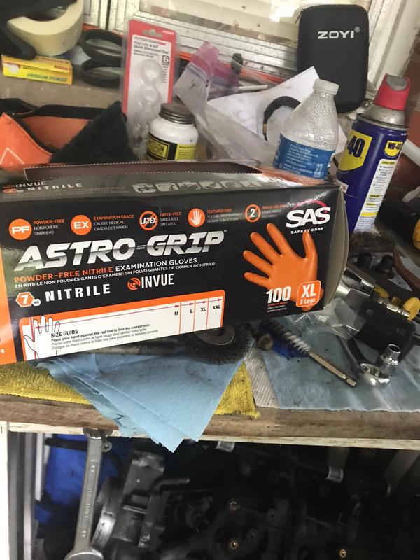 SAS Safety Astro-Grip Orange Nitrile Disposable Gloves, X-Large