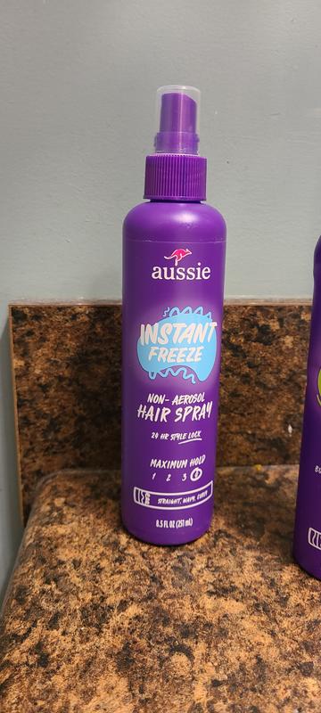 Aussie Instant Freeze Non-Aerosol Hair Spray for Curly Hair, Wavy Hair, and  Straight Hair, 8.5 fl oz