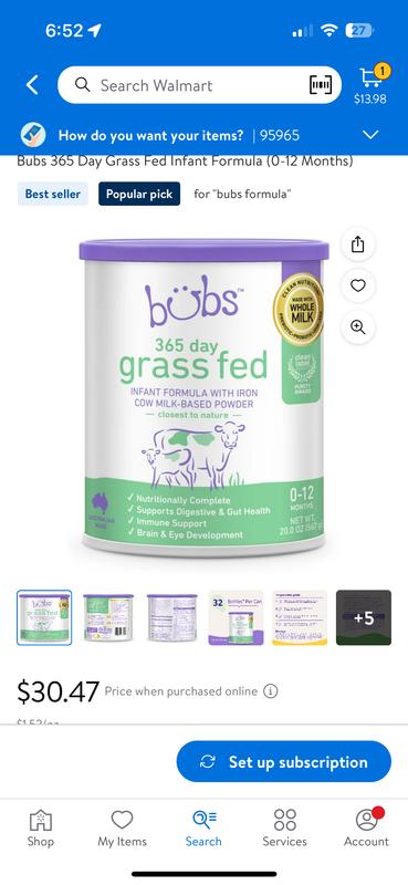 ミルク bubs Organic grass fed infant formula Bubs® Organic Grass Fed Stage 1 Infant Formula, 28.2 oz - Ralphs