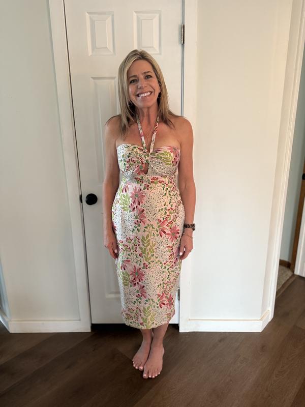 Avec Les Filles Women's Floral Brocade Halter Midi Dress