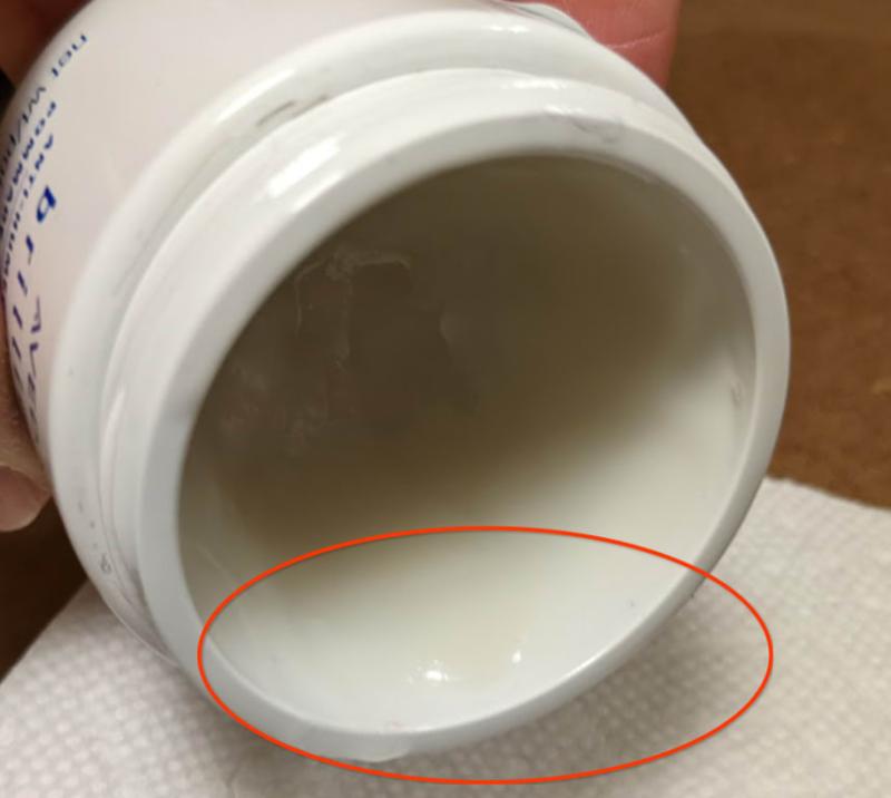 Customer photo for "New formula is runny and gross"