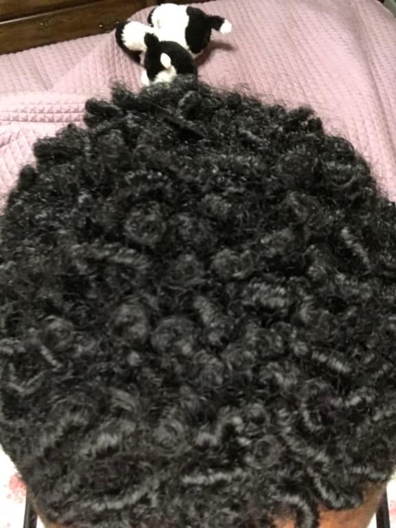Customer photo for "Pairs perfectly with the Phomollient for my type 3c/4A hair."