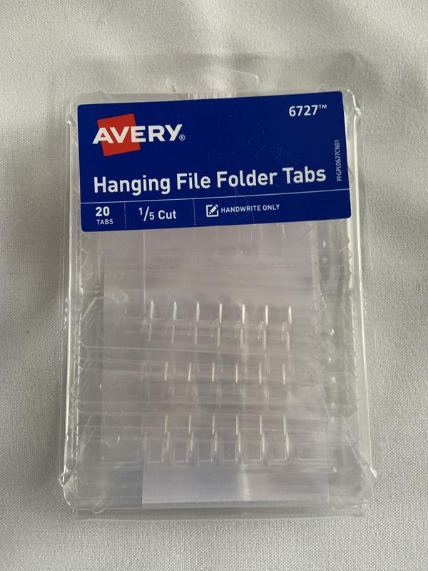 Avery Hanging File Tabs 6727 Pack of 20 1/5 Cut Clear Permanent 