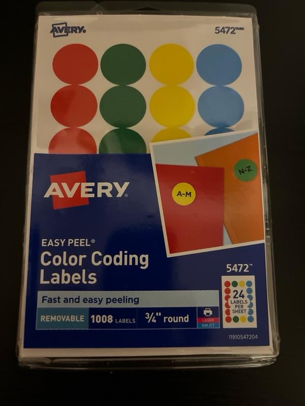 thumbnail image 2 of Printable Round Labels Avery Removable Color-Coding Labels - 3/4" Round Assorted Colors | 1,008 Labels For Office & Home Office Organization 2 of 9