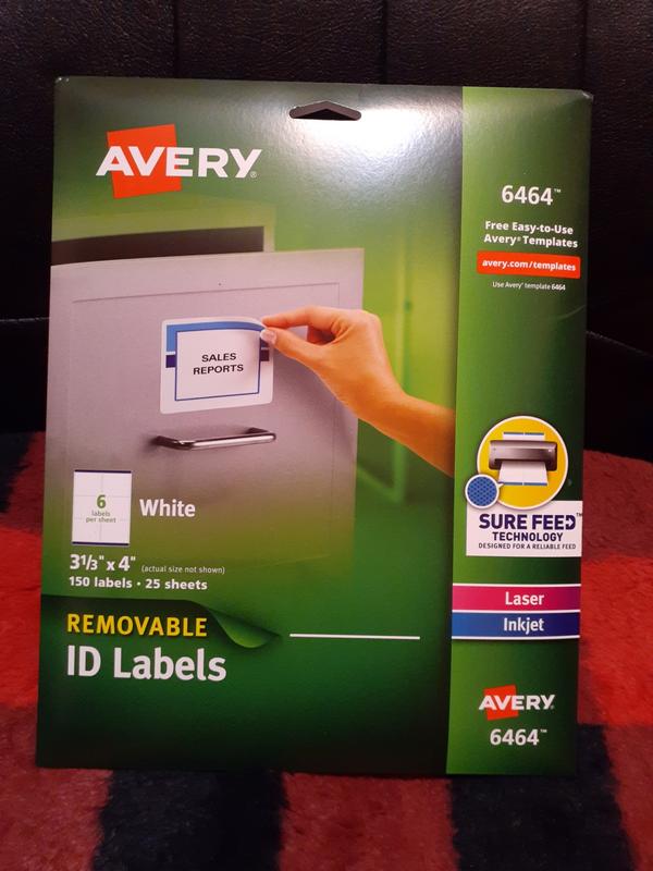 Avery Removable ID Labels 3-1/3 x 4, 150 Labels (6464)