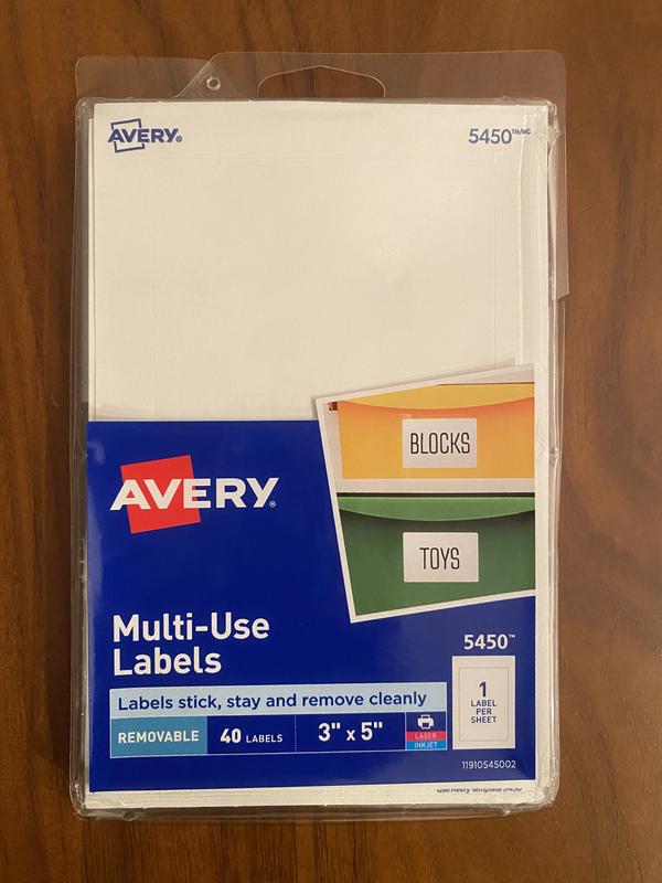 Avery Dennison Removable Multi Use Labels, White - 750 Labels