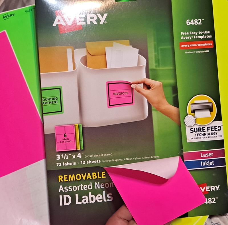 Avery Removable Color Coding Labels Rectangular 1/2 x 1-3/4 Assort Neon 180pk 