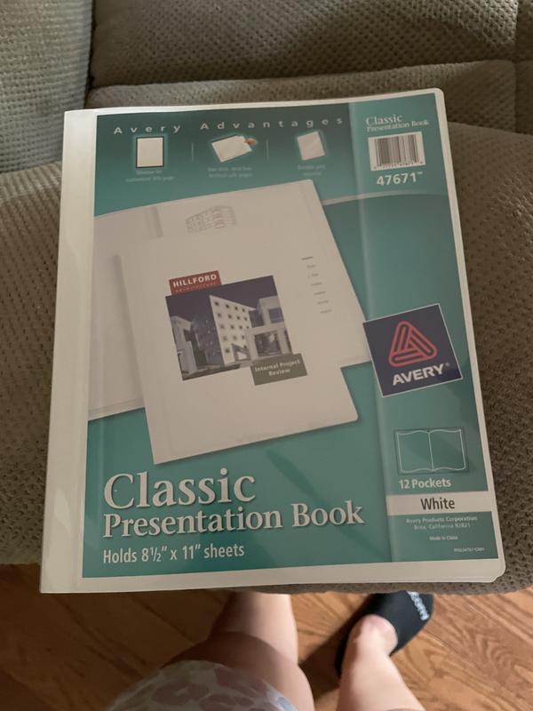 AVERY Classic Presentation Book, Clear Front Window for Title Page, 12  Non-Stick Pages, 1 White Book (47671)