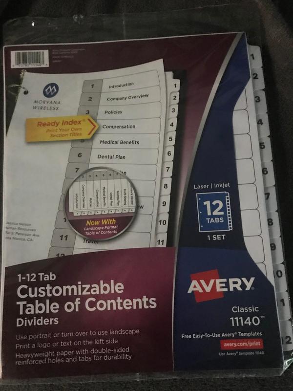 Divisórias Avery Ready Index - 3 Conjuntos De 12 Abas - Branco - Personalizável