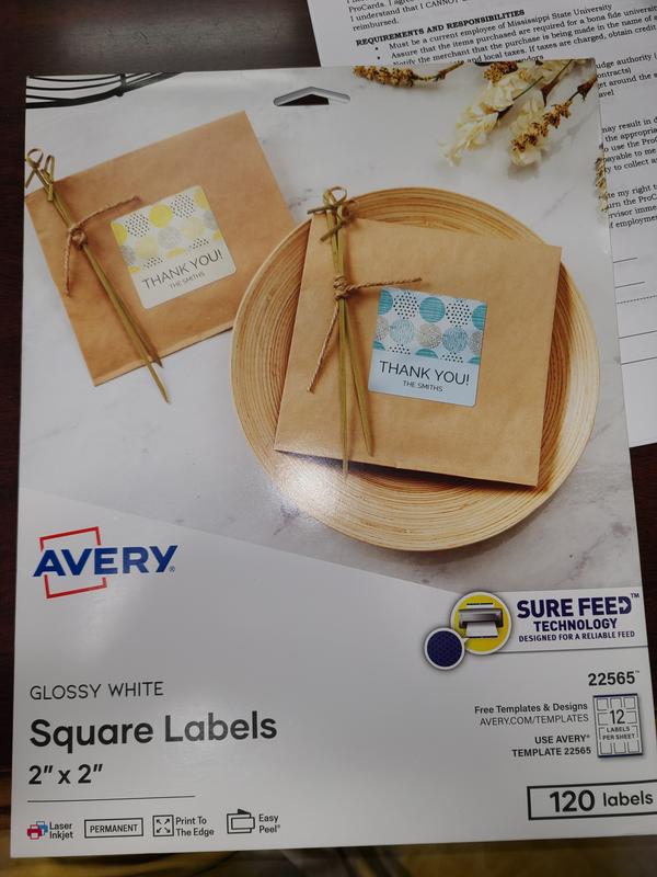 Avery 22846 Square Labels Inkjet 2"x2" Kraft Brown 60 Labels 4 Sheets