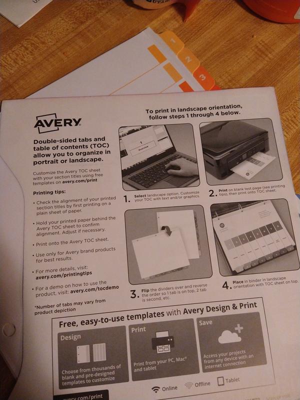 Avery Ready Index 1-12 Tab Binder Dividers With Customizable Table