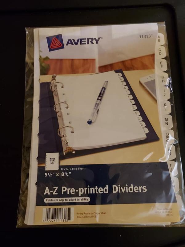 5.5 x 8.5-Inches 11313 2 Packs 12-Tab Set Avery Mini Preprinted Dividers with A-Z Tabs 
