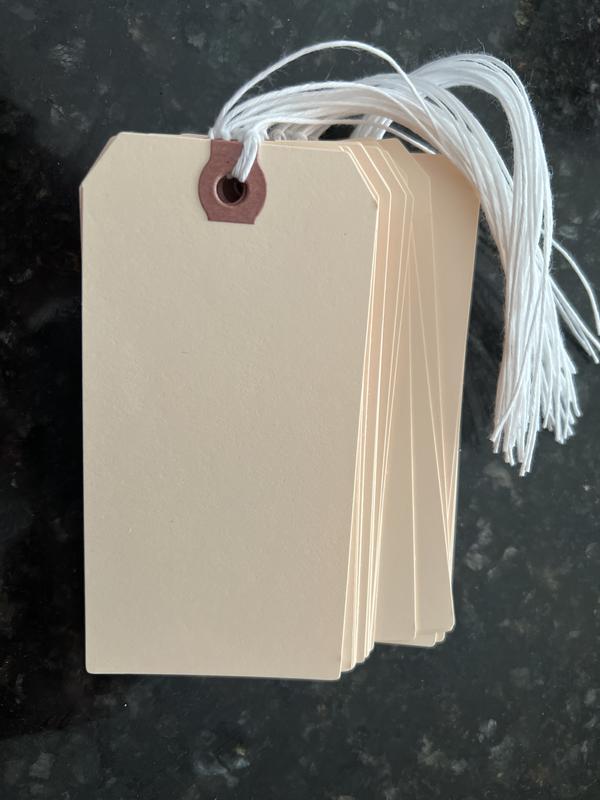 500-Pack Hang Tags With String Attached and Fasteners, Blank Writable  Cardstock Paper Tags for Presents, Clothing, Shipping, Retail, Gift Bags,  White