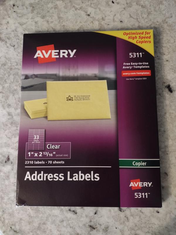 Avery Matte Frosted Clear Return Address Labels, Inkjet,, 50 OFF