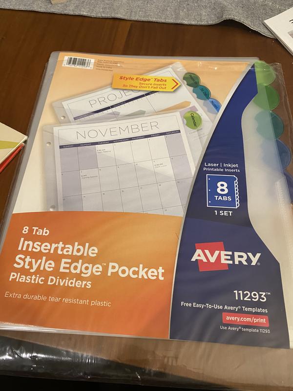 Lot De 8 Intercalaires AVERY Style Edge - Plastique à Onglets Ovales, Motifs Floraux, 5,4 X 115,9 X 34,4 Cm - 6