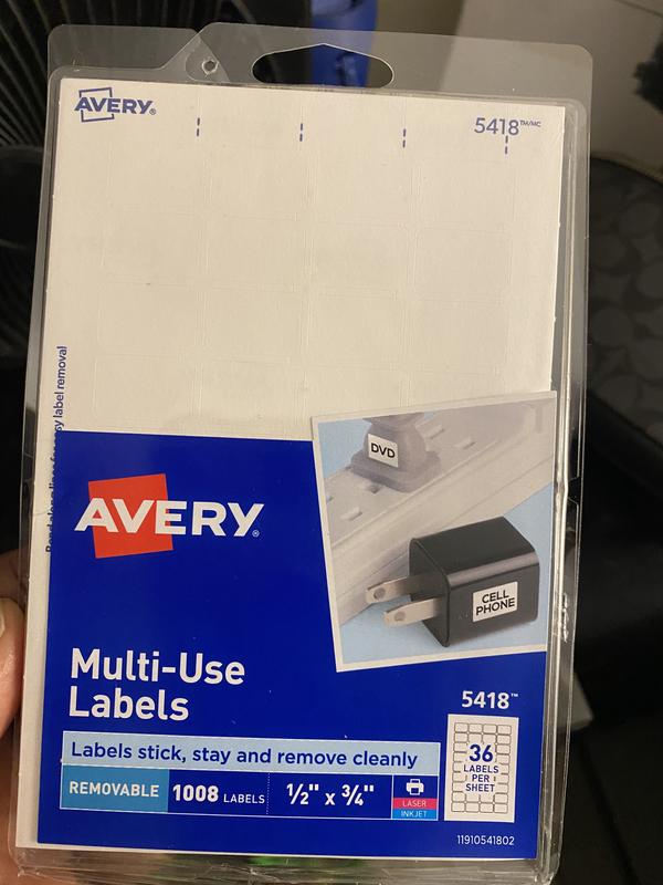 Avery Removable Labels, Removable Adhesive, 1/2 x 3/4, 1,000 Labels (5418)