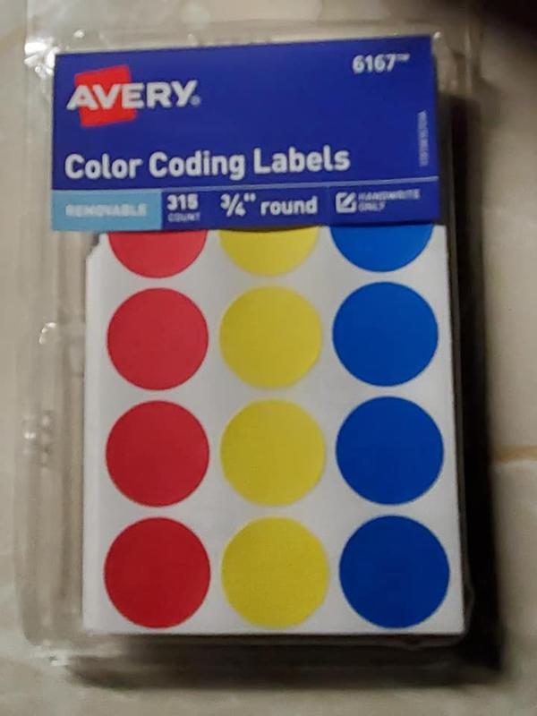 Round Neon LABELS for Garage Estate Sales Removable Self Adhesive Price Tag  Stickers Multi Colored Round Tags 3/4 315 Count AVERY 6725 