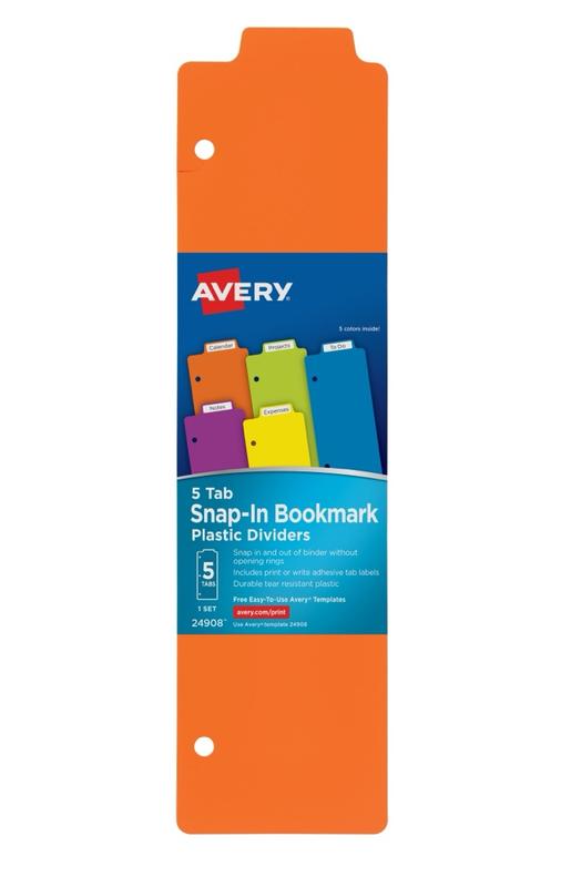 Avery Snap-In Plastic Bookmark Dividers Multicolor (24908) | Avery