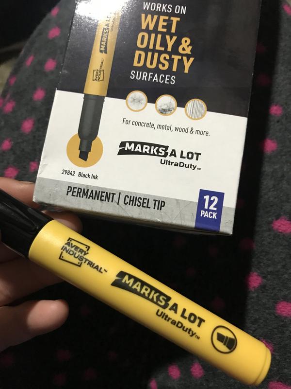 Marks-A-Lot 08882 Permanent Marker, Large Chisel Tip, Yellow, Dozen 