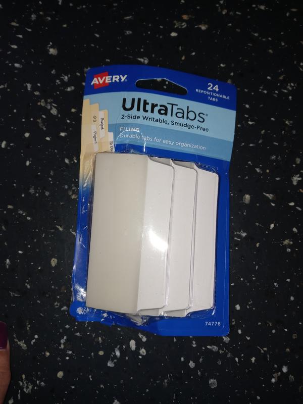 Avery Filing Ultra Tabs - 3" X 1.5" Repositionable File Tabs, 2-Side Writable, White, 48 Packs (1,512 Tabs Total)