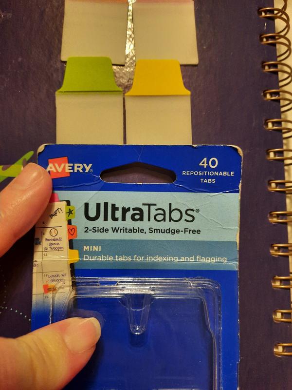 2-Side Writable 1 x 1.5 Mini Ultra Tabs 1 Pack 40 Repositionable Tabs Assorted Primary Colors 