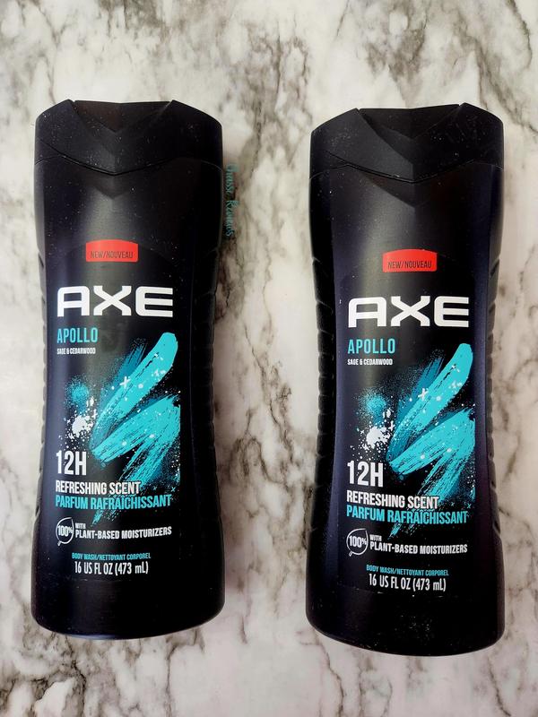 AXE Men Body Wash & Detailer Shower Tool, Apollo Sage & Cedarwood, 3 Pk