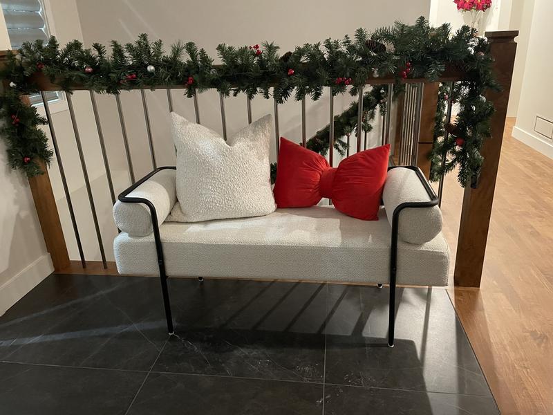 Fabric and Black Metal Bench – Bouclair