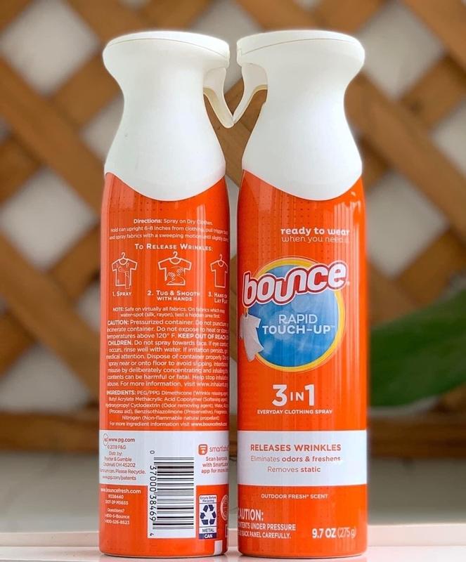 Bounce Wrinkle Release Spray, 3 in 1 Odor Eliminator, 9.7 Fl Oz (Pack of 2)