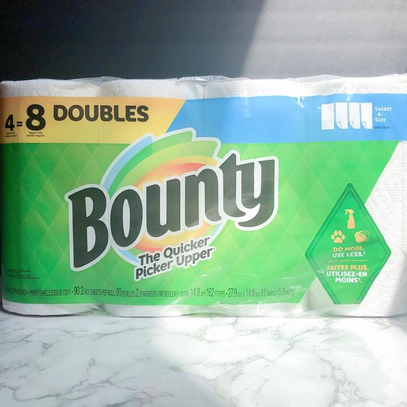 Bounty Select-A-Size Paper Towels, 2 Double Rolls, White, 90 Sheets Per Roll