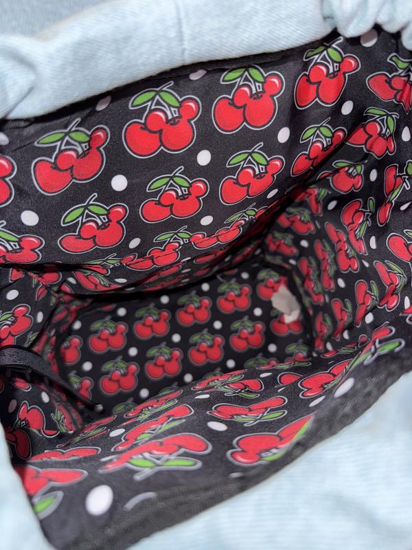 Loungefly Disney Mickey Mouse Cherries Denim Mini Backpack