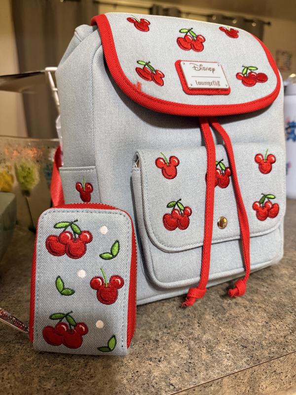 Loungefly Disney Mickey Mouse Cherries Denim Mini Backpack