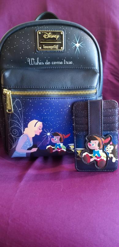 LoungeFly Pinocchio Blue Fairy Mini Packpack and Wallet Pinocchio Exclusive Blue Fairy Lenticular Wristlet Wallet main image 4