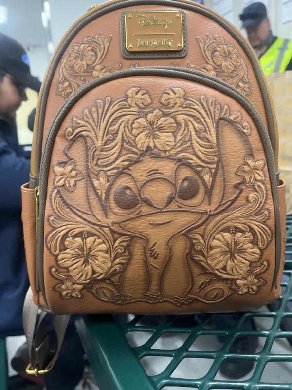 NWT Loungefly Lilo And Stitch Carving Embossed Design Mini Backpack Loungefly Disney Lilo & Stitch Hibiscus Blue Mini Backpack  main image 4