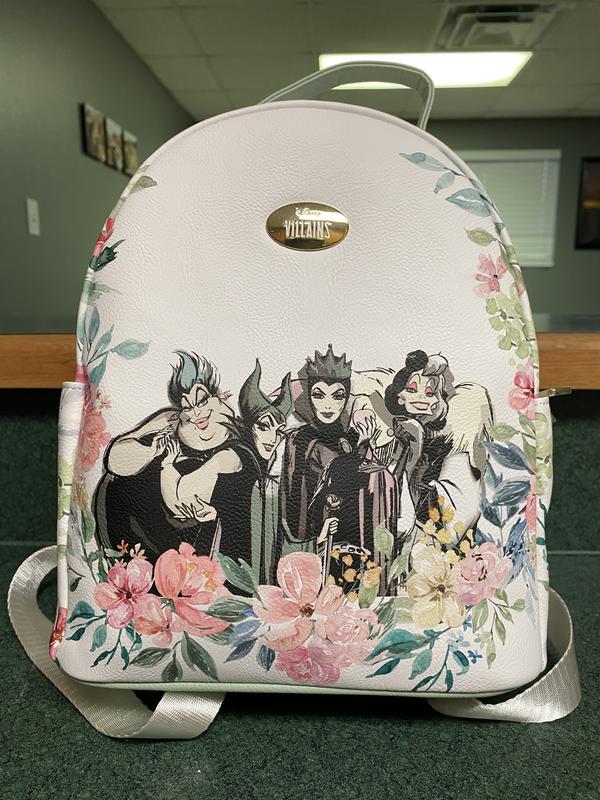 Disney Villains Floral White Backpack Beautiful Floral White and Sage Green Disney Loungefly  main image 3