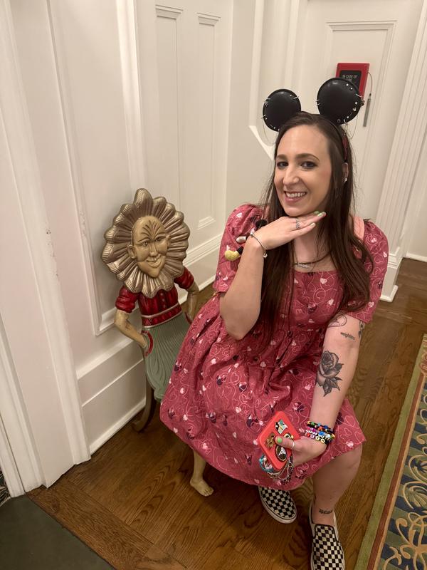♡minnie♡ Disney Minnie Mouse Embroidered Hearts Smock Dress