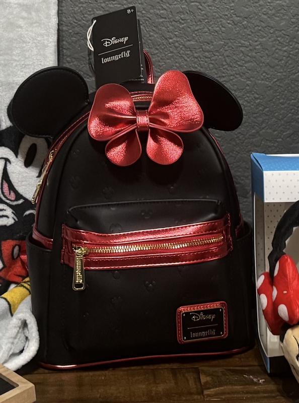 disney's minnie mouse red bow mini backpack Loungefly Disney Minnie Mouse Metallic Red Bow Ears Mini Backpack -  BoxLunch Exclusive