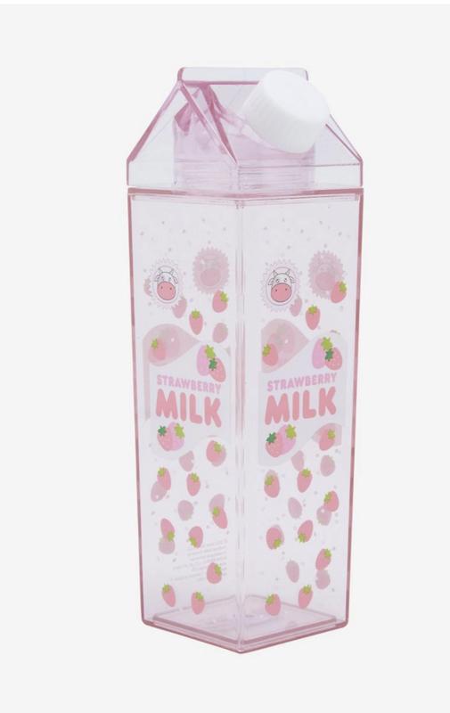 Frog Pink Milk Carton Water Bottle Kawaii 