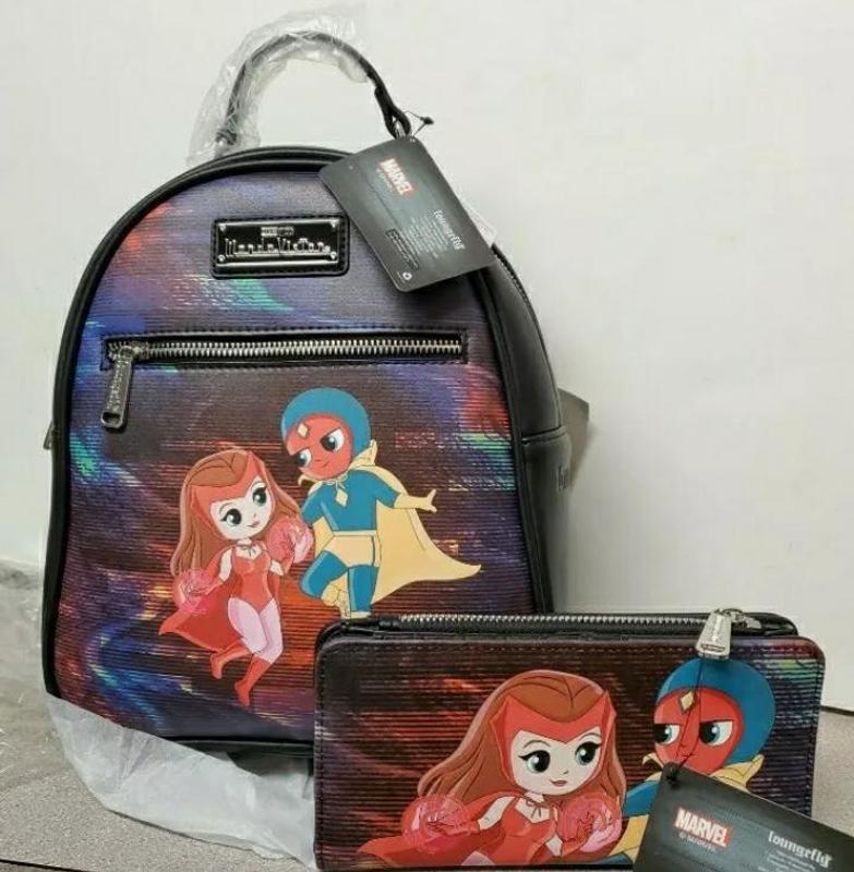 Outlets Loungefly Wanda & Vision Chibi Print Backpack /Wallet