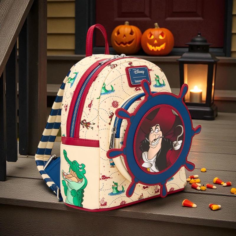 Loungefly Disney Peter Pan Captain Hook Ship Wheel Rotating Mini Backpack NWT Loungefly Disney Peter Pan Captain Hook Ship Wheel Rotating  main image 4